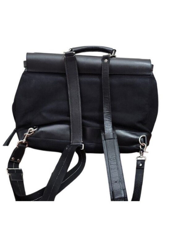 Sandqvist Jones Black Canvas Leather Convertible Backpack Messenger Laptop Bag